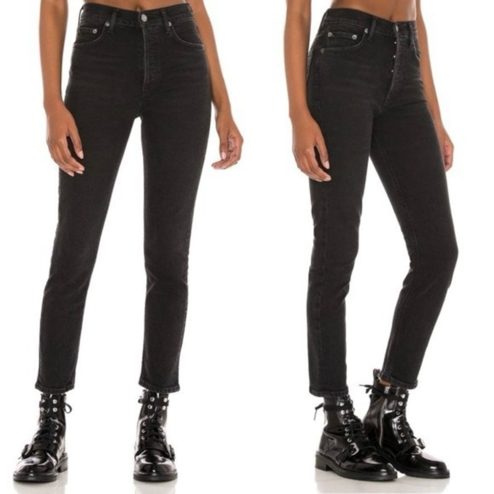 Agolde Nico High Rise Slim in Compilation Black